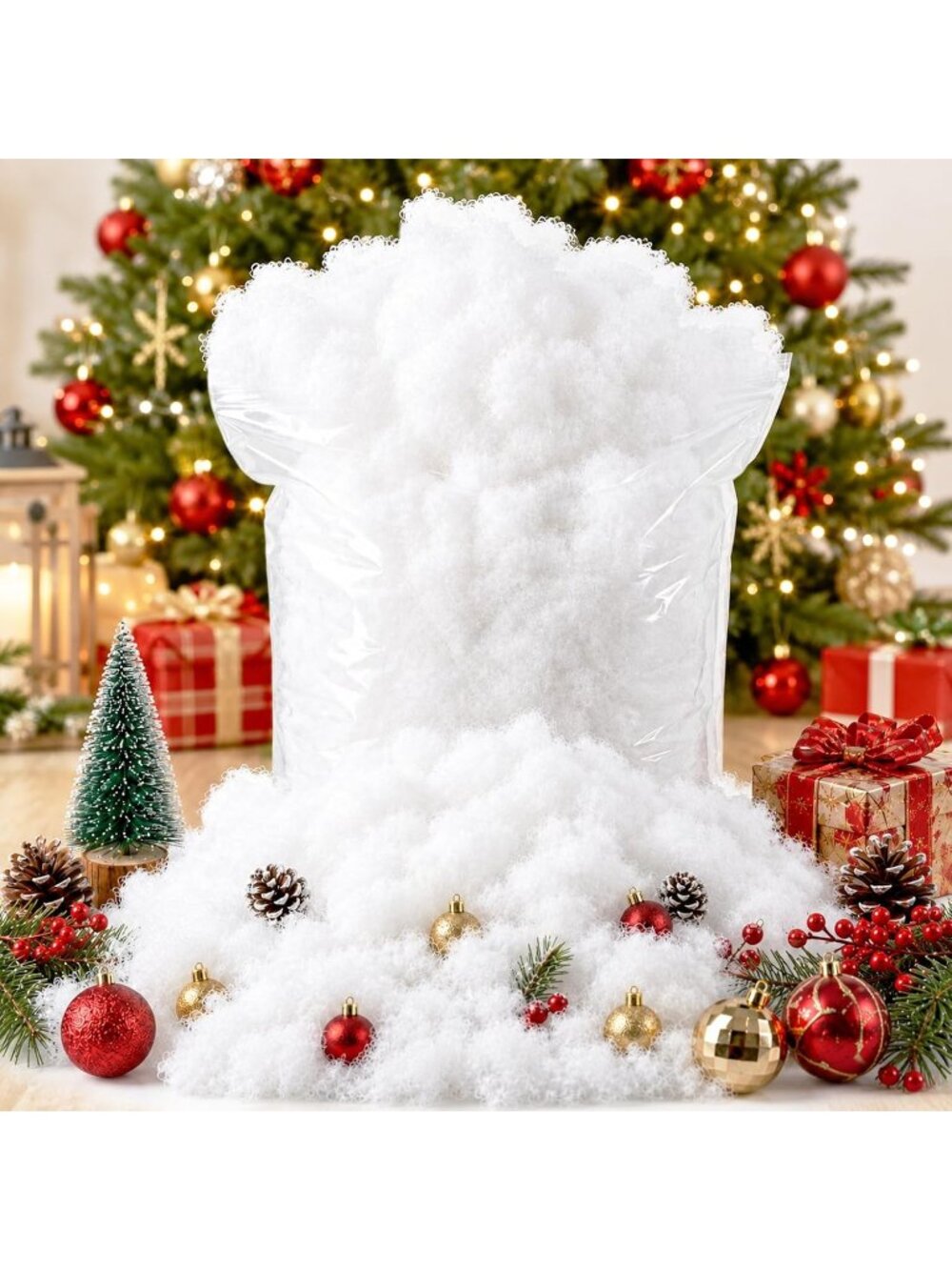 〽️Unisex White Fluffy Realistic Flame Resistant Tree Village Artificial Fake Sno